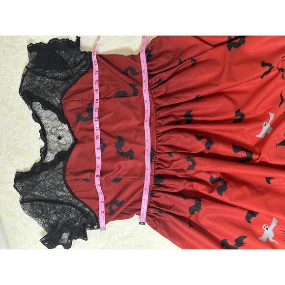 Women’s XXL Halloween Dress Lace Top Haunted House Bats Pumpkins Whimsigoth - Picture 6 of 6